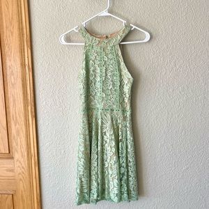 mint green lace formal dress